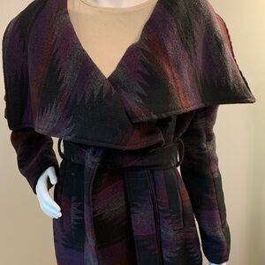 Steve Madden Women's Purple and Black Wrap Coat